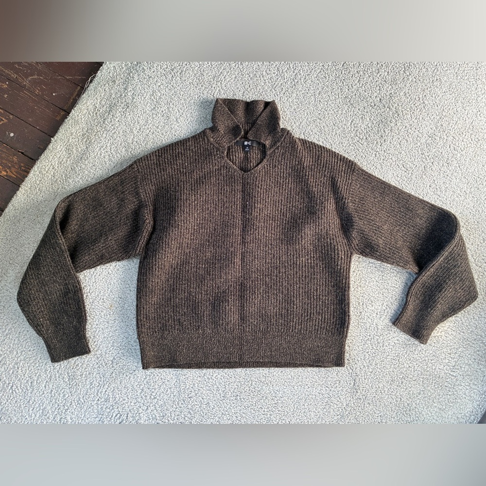 New UNIQL0 +C Clare Waight Keller Taupe Brown Ribbed Knit Sweater Women's XS